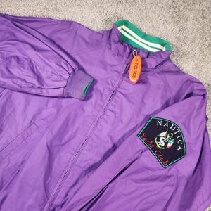 Vintage Nautica Reversible Coat Colorblocked Yacht Club Embroidered Jacket Large